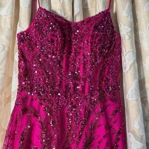 JVN by Jovani Vibrant Pink Sequin Dress size 0 prom
